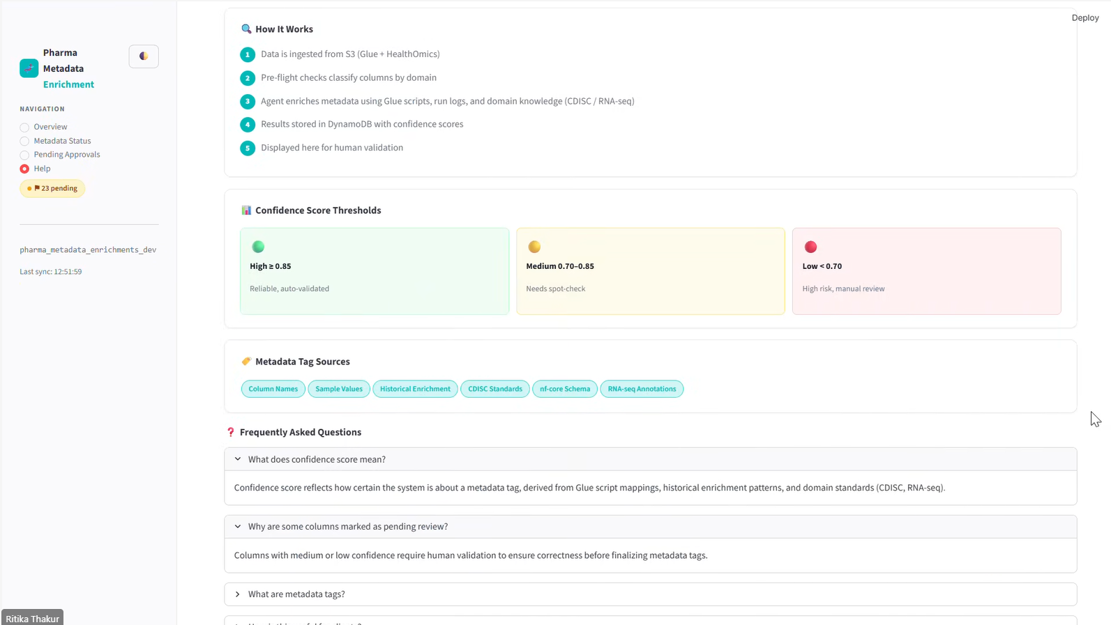 Metadata enrichment scoring transparency