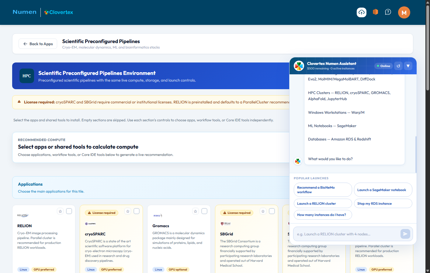 NUMEN scientific pipeline catalog
